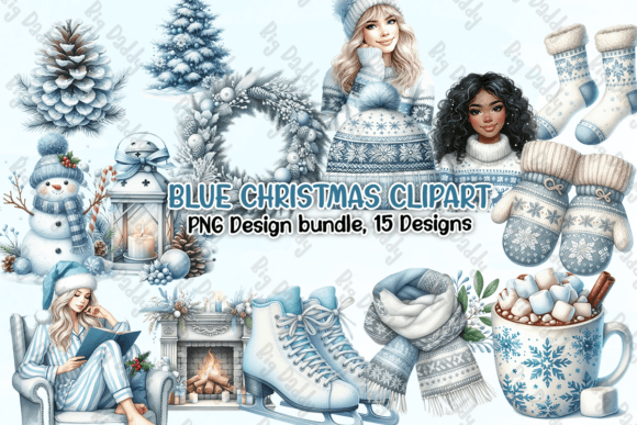 Blue Christmas Clipart PNG Review for Illustrations