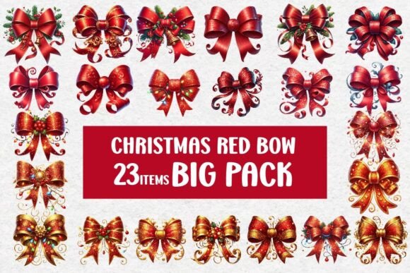 Christmas Bow Clipart Bundle: Premium Illustrations for Holiday Design