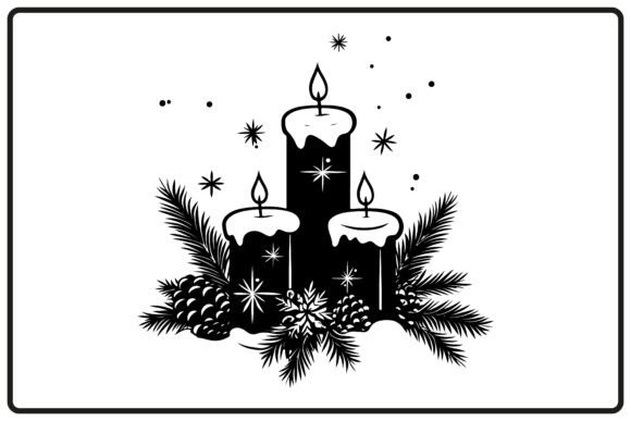 Christmas Candle Vector Silhouette Black for Illustrations