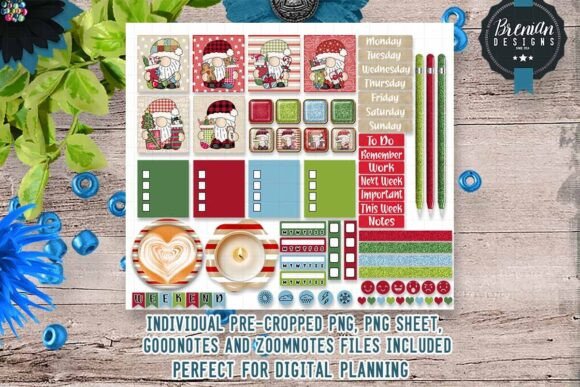 Christmas Cheer Gnomes Digital Stickers for Illustrations