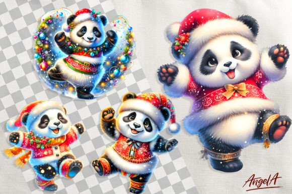 Christmas Clipart, Cute Panda Bear PNG Review for Illustrations