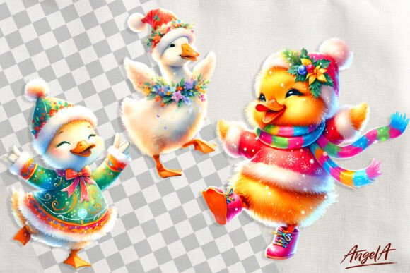 Christmas Clipart, Funny Duck Clipart for Brand Illustrations