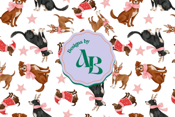 Christmas Dog Seamless Pattern for Illustrations