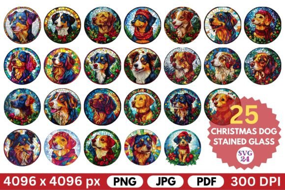 Christmas Dog Stained Glass Illustrations Review