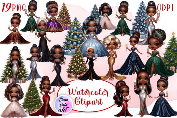 Christmas Girl Clipart, Christmas PNG for Illustrations