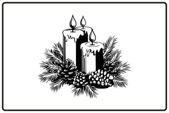 Christmas Holly Candle Silhouette: Festive Illustrations for Crafters