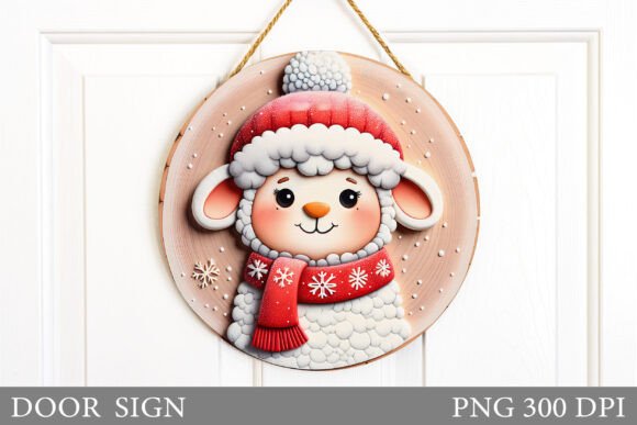 Christmas Lamb Door Sign Design: A Review of Seasonal Illustrations