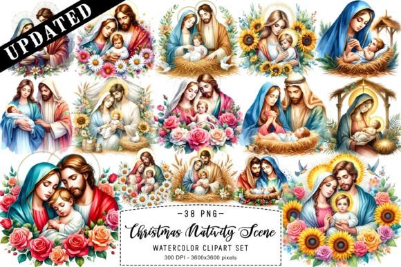 Christmas Nativity Scene Sublimation PNG for Blog Illustrations
