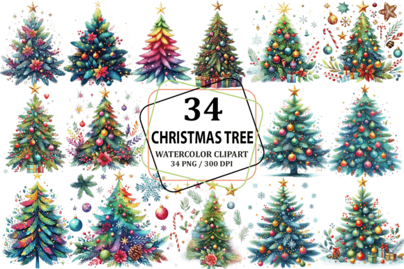 Christmas Tree Clipart Sublimation PNG for Modern Illustrations