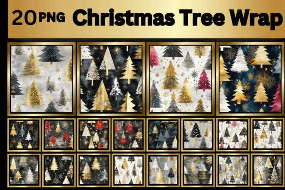 Christmas Tree Wrap Digital Paper Pack: Essential Illustrations for Local Brands
