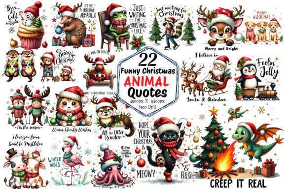 Funny Christmas Animal Quotes Bundle
