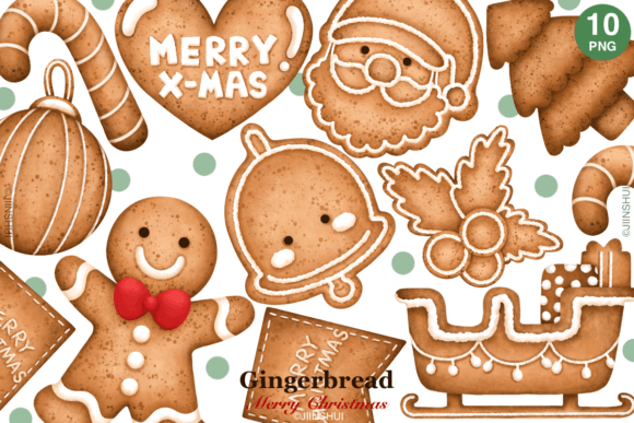Gingerbread Christmas Clipart Bundle for Illustrations