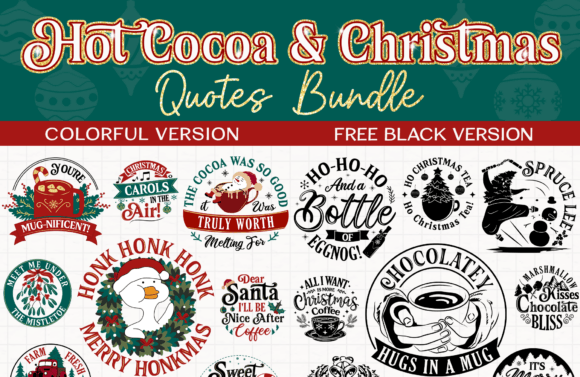 Hot Cocoa Christmas, 40 SVG PNG EPS Illustrations