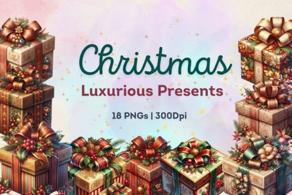 Luxurious Christmas Presents Stickers: Premium Illustrations for Publishers