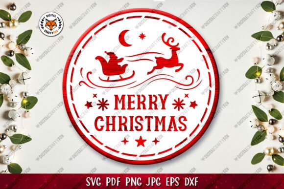 Merry Christmas Door Sign SVG, Santa Fly Review