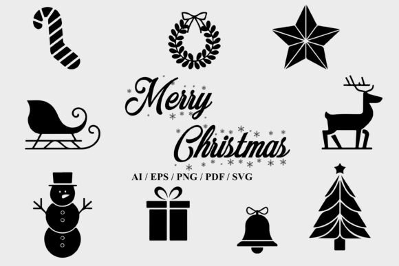 Merry Christmas Minimalist Black White for Illustrations