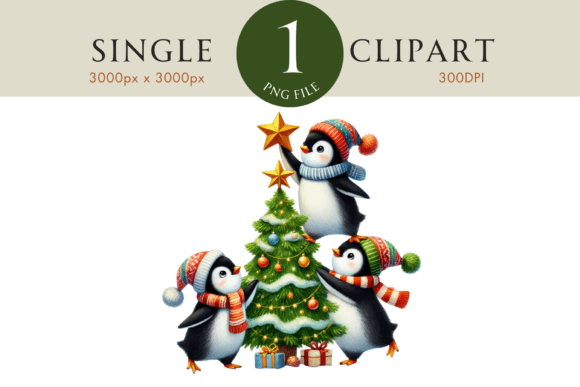 Penguins Decorating Christmas Tree Clipa Illustrations Review