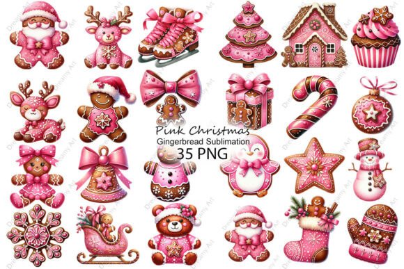 Pink Christmas Gingerbread Sublimation Illustrations Review