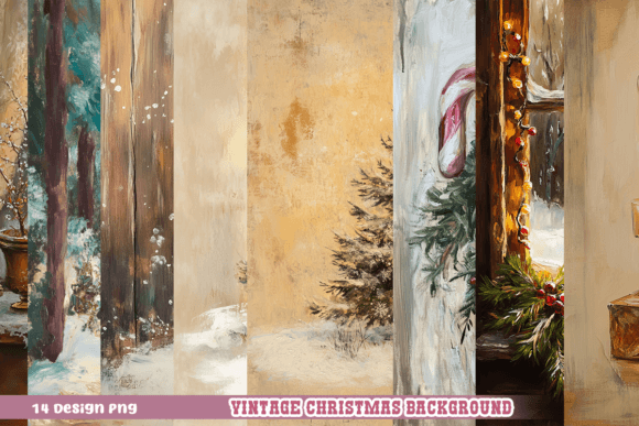 Vintage Christmas Background Clipart PNG for Illustrations